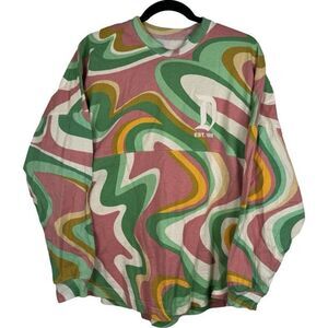Disneyland Resort Spirit Jersey Adult XS 70’s Inspired Swirl Pink, Green, White